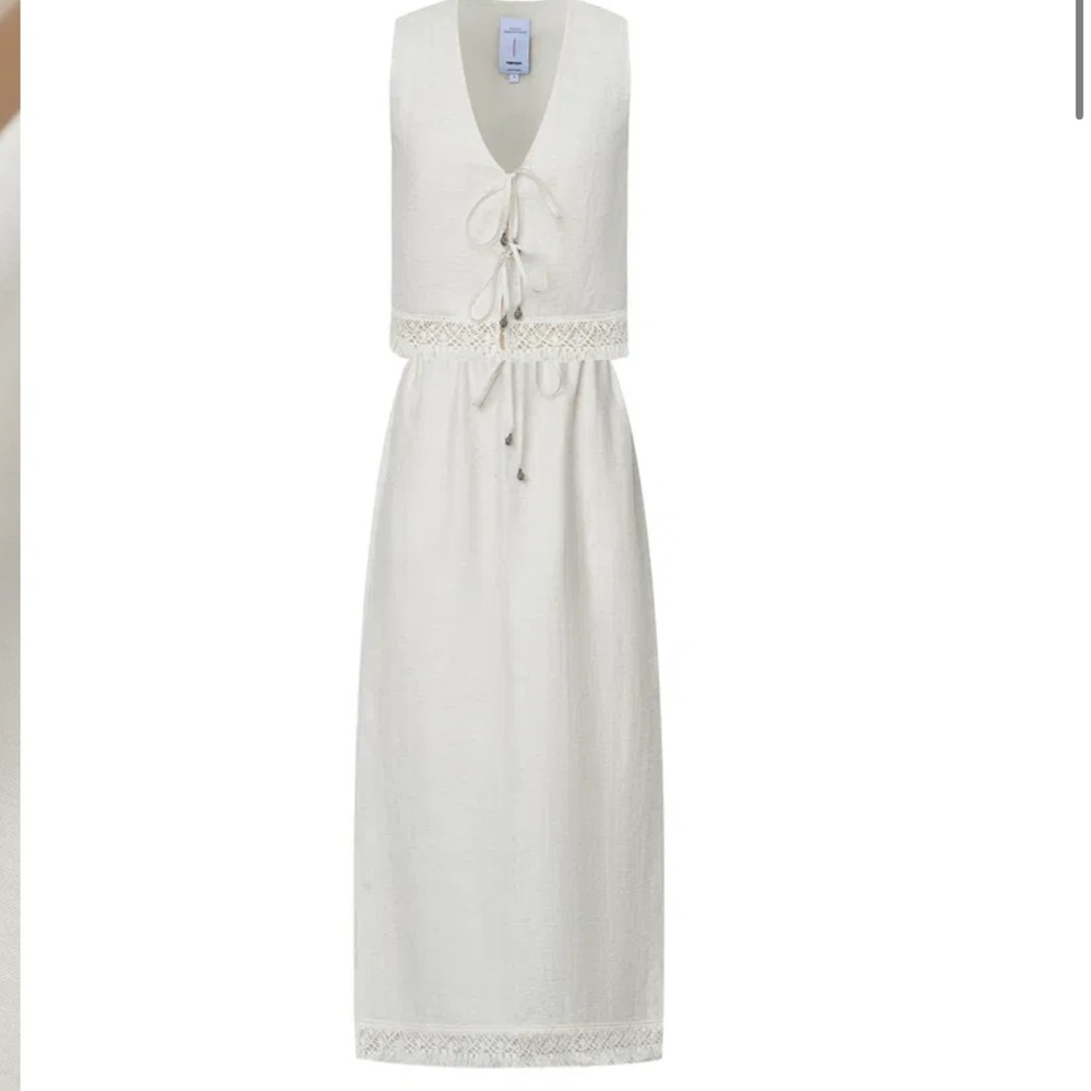 New Fabrique Velia Fringed Vest Set in Cotton Linen - Picture 8 of 14